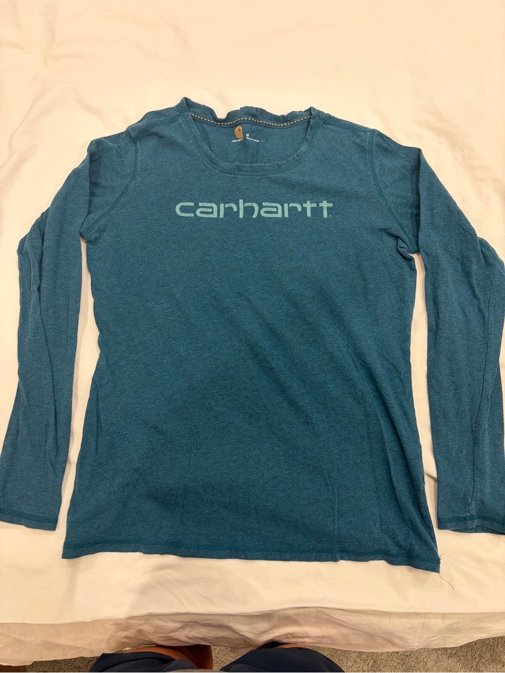 Carhartt dark Teal Long-Sleeve Logo Tee 100% cotton